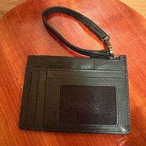 Black Leather Wristlet Card Holder